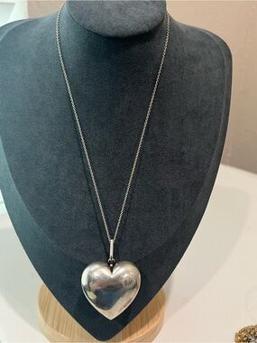 Sterling Silver Heart Pendant Necklace - Silver